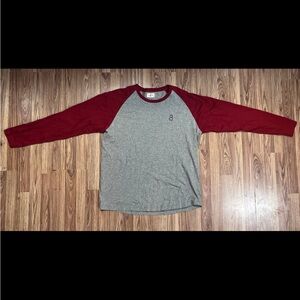 Psycho Bunny Gray and Red Long Sleeve Tee